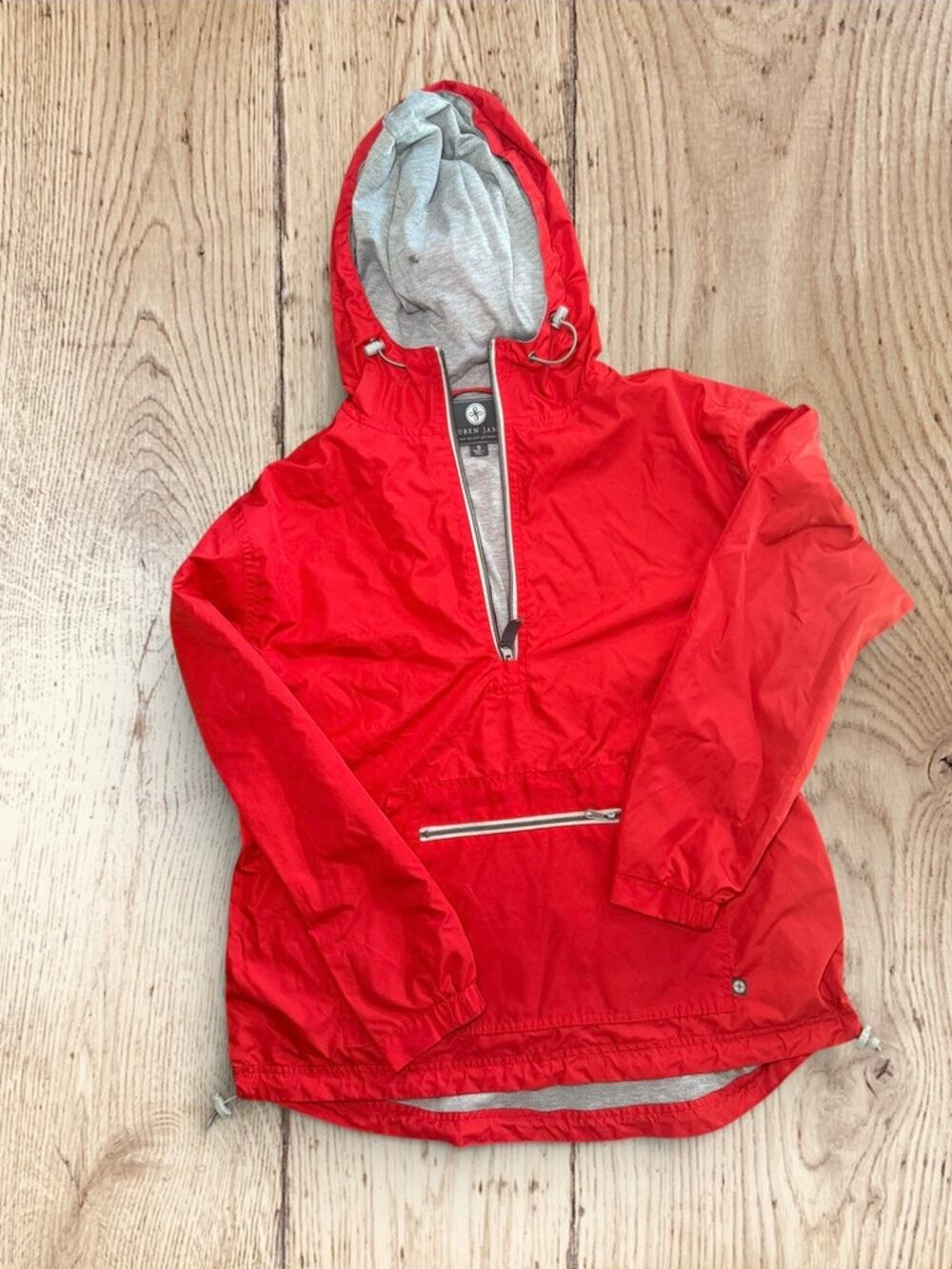 Lauren James Red Half-Zip Hooded Windbreaker